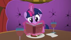  absurd_res alcohol beverage book container cup dinner_date drinking_glass duo equid equine female feral friendship_is_magic glass glass_container glass_cup hasbro hi_res horn magic male male/female mammal my_little_pony mythological_creature mythological_equine mythology reading sollace solo solo_focus twilight_sparkle_(mlp) unicorn wine_glass 