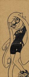  animal_humanoid anthro cardboard cephalopod cephalopod_humanoid female hi_res humanoid inkling inks marine marine_humanoid mollusk mollusk_humanoid monochrome narcoticdream nintendo solo splatoon traditional_media_(artwork) 