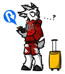  alpha_channel anthro bottomwear bovid caprine clothing confusion electronics fur goat gps hand_in_pocket hi_res holding_object holding_phone hoodie hooves horn inner_ear_fluff looking_away looking_back male mammal phone pockets red_clothing redesign short_tail shorts signature solo tail text topwear travel_bag tuft url watermark white_body white_fur wub_(artist) 