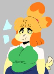  2023 2d animal_crossing anthro big_breasts breasts canine dork_boi female isabelle_(animal_crossing) lewd_dorky nintendo no_outlines office_lady sfw yellow_fur 