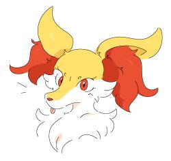  2024 aliasing ambiguous_form ambiguous_gender binary_drawing blep braixen canid cel_shading cheek_tuft chest_tuft colored digital_drawing_(artwork) digital_media_(artwork) english_description eyelashes facial_tuft fluffy front_view fur generation_6_pokemon guzzlord420 headshot_portrait hi_res inner_ear_fluff looking_at_viewer mammal multicolored_body multicolored_fur nintendo orange_body orange_eyes orange_fur orange_inner_ear_fluff orange_nose pointy_ears pokemon pokemon_(species) portrait prick_ears shaded simple_background snout solo tongue tongue_out tuft white_background white_body white_fur yellow_body yellow_fur 