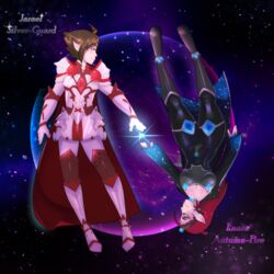  1:1 2019 armor duo elf enara_autumn-fire fantasy female freakster hi_res humanoid jarael_silver-guard magic male not_furry romantic romantic_ambiance space 