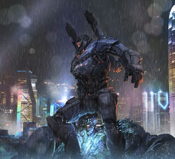  blood blurry bokeh cityscape commentary_request corpse coyote_tango depth_of_field hong_kong jaeger_(pacific_rim) kaijuu mecha mecha_focus military military_vehicle monster no_humans pacific_rim photo_background photoshop_(medium) rain realistic robot science_fiction skyline sunkist 