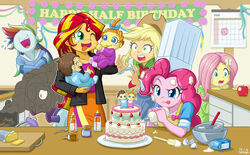  2014 apple applejack_(eg) black_hair blonde_hair blue_body blue_eyes blue_skin brother_(lore) brother_and_sister_(lore) brown_hair butter cake calendar clothed clothing cowboy_hat dairy_products dessert egg equestria_girls female fluttershy_(eg) food fraternal_twins freckles friendship_is_magic fruit green_hair group hair hasbro hat headgear headwear human jacket male mammal multicolored_hair my_little_pony open_mouth pink_hair pinkie_pie_(eg) plant pound_cake_(eg) pound_cake_(mlp) pumpkin_cake_(eg) pumpkin_cake_(mlp) purple_hair rainbow_dash_(eg) rainbow_hair rarity_(eg) sibling_(lore) sister_(lore) smoke strawberry sunset_shimmer_(eg) topwear twins_(lore) two_tone_hair uotapo young 