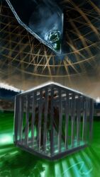  bird cage gamera gamera_(series) giant_monster gyaos kaijuu monster night no_humans shadow sky skylight stadium turtle tusks wings 