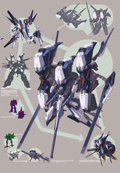  absurdres advance_of_zeta advance_of_zeta_re-boot big_zam brown_background dendrobium_schema gundam highres kenki_fujioka mecha no_humans official_art psyco_gundam_mk_ii reference_sheet robot tr-6_woundwort 