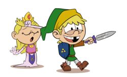  artist_request cosplay crossdressing lana_loud link_(cosplay) lola_loud lolicon nickelodeon nintendo princess_zelda_(cosplay) siblings sisters the_legend_of_zelda the_loud_house transparent_background twins 