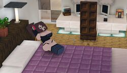  bed big_breasts bubble_butt cleavage femscrub_(somescrub) game_mod laying_down minecraft mod somescrub thong wide_hips 