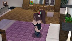  bed big_breasts cleavage femscrub_(somescrub) game_mod minecraft mod somescrub thong wide_hips 