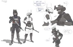  2025 absurd_res armor baton belt belt_buckle belt_pouch boots buckle carrying_another clothing dialogue digital_media_(artwork) duo english_text female footwear gas_mask gloves gun handwear headgear helmet hi_res holding_object holding_partner holding_partner&#039;s_leg holding_weapon hug hugging_another hugging_from_behind human humanoid knee_pads legs_around_partner looking_at_another looking_at_partner looking_away machine male male/female mammal mask night_vision_goggles piggyback police pouch_(clothing) pushing ranged_weapon robot robot_humanoid shell_(projectile) shoes shotgun shotgun_shell shoulder_pads signature standing text warjenkins weapon 