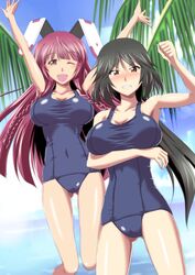  cleavage infinite_stratos kuroda_ariake orimura_chifuyu school_swimsuit swimsuits 