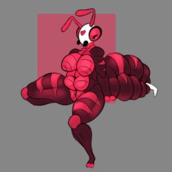  1:1 abstract_background absurd_res antennae_(anatomy) anthro arthropod arthropod_abdomen breasts civil-education6486 female heart_(marking) heart_symbol hi_res hymenopteran insects mandibles markings navel nude pupils red_body red_sclera rouge_(scarlett_mantis) segmented_body simple_background slightly_chubby solo tarsal_claws wasp 