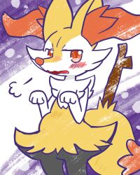  2025 4:5 ambiguous_anthro ambiguous_gender annoyed annyui0611 anthro biped blush blush_lines blush_stickers braixen breath canid digital_drawing_(artwork) digital_media_(artwork) dipstick_tail female front_view generation_6_pokemon hi_res looking_at_viewer mammal markings narrowed_eyes nintendo open_mouth paw_pose pokemon pokemon_(species) portrait pose pregnant pregnant_anthro pregnant_female simple_background snout solo standing tail tail_markings three-quarter_portrait three-quarter_view 