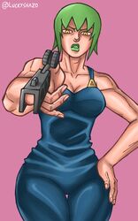  1girls female female_only foo_fighters fully_clothed green_hair green_lipstick jojo&#039;s_bizarre_adventure luckyshazo meme solo solo_female stone_ocean 