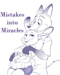  anthro black_nose breasts buckteeth canid canine clothed clothing disney duo english_text eye_contact female fox fully_clothed half-closed_eyes judy_hopps lagomorph leporid lonbluewolf looking_at_another male mammal monochrome narrowed_eyes necktie nick_wilde open_mouth pregnant pregnant_anthro pregnant_female rabbit simple_background size_difference smile teeth text tongue true_fox white_background zootopia 