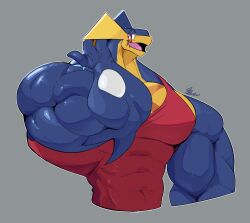  anthro big_muscles clothing generation_6_pokemon greninja hi_res huge_muscles hyper hyper_muscles male muscular muscular_male nintendo pokemon pokemon_(species) shirt signature simple_background solo tank_top tight_clothing topwear unusualboo54 zen_(unusualboo54) 