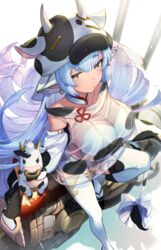  animal_ears animal_hood animal_print bare_shoulders blue_hair bovine bra breasts catura_(granblue_fantasy) choker cleavage closed_mouth collarbone cow_ears cow_girl cow_hood cow_print detached_sleeves draph earrings expressionless feb_itk female from_above granblue_fantasy highleg highleg_panties highres hood jewelry large_breasts long_hair long_sleeves looking_at_viewer looking_up micro_shorts motor_vehicle motorcycle open_fly panties red_eyes sandals sanpaku see-through shirt short_shorts shorts sitting skindentation sleeveless sleeveless_shirt solo string_panties thick_eyebrows thighhighs torn_clothes torn_thighhighs underwear very_long_hair white_bra white_choker white_panties white_shorts white_thighhighs wide_sleeves zouri 