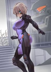  assault_visor bare_tree blonde_hair blue_eyes bodysuit breasts clenched_hand commission covered_navel female fortified_suit head-mounted_display highres impossible_bodysuit impossible_clothes large_breasts looking_at_viewer makishima_azusa mecha mig-21_balalaika_(muv-luv) muv-luv muv-luv_alternative open_hand original parted_lips pilot_suit purple_eyes robot schwarzesmarken science_fiction short_hair skeb_commission skin_tight tactical_surface_fighter tree 