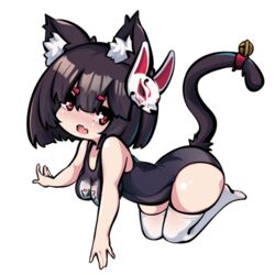  animal_ear_fluff animal_ears azur_lane cat_ears cat_girl cat_tail chibi female medium_hair mismatched_eyebrows official_alternate_costume one-piece_swimsuit red_eyes school_swimsuit solo sugoidere swimsuit tail thick_eyebrows transparent_background yamashiro_(azur_lane) yamashiro_(summer_offensive?)_(azur_lane) 