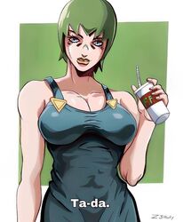  1girls big_breasts female female_only foo_fighters fully_clothed green_hair jojo&#039;s_bizarre_adventure solo tagme z3husky 