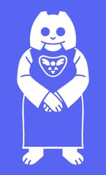  2022 anthro blue_and_white boss_monster_(undertale) bovid caprine clothing clyde_(discord) delta_rune_(emblem) discord_(app) dress female fusion goat mammal monochrome silverscarf solo standing symbol toriel undertale undertale_(series) 