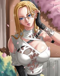  bbdbg03 big_breasts blonde_hair blue_eyes female female_only glasses kalifa looking_at_viewer one_piece solo solo_female tagme 