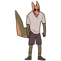  000atanerriaper000 angry anthro black_bottomwear black_clothing black_pants bottomwear clothing footwear gemini_the_sergal looking_at_viewer male multicolored_body pants raised_tail ready_to_fight shirt shoes solo tail telegram_sticker topwear white_clothing white_shirt white_topwear 