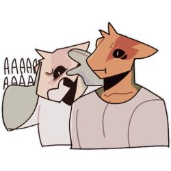  000atanerriaper000 anthro clothing emotionless gemini_the_sergal holding_head male multicolored_body screaming shirt solo soul telegram_sticker thoughts topwear white_clothing white_shirt white_topwear 