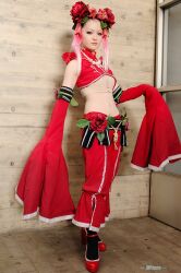  chest_wrap china_dress chinadress chinese_clothes cosplay dress flowerhead kawasaki_ai king_of_fighters photo pink_hair qipao snk xiao_lon 