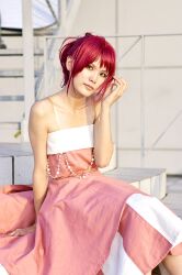  cosplay evening_gown highres hino_kahoko kiniro_no_corda kouzuki_suzuka photo red_hair red_hair 