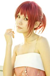  cosplay evening_gown highres hino_kahoko kiniro_no_corda kouzuki_suzuka photo red_hair red_hair 