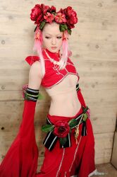  chest_wrap china_dress chinadress chinese_clothes cosplay dress flowerhead kawasaki_ai king_of_fighters photo pink_hair qipao snk xiao_lon 