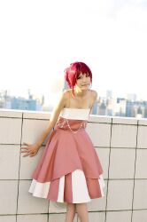  cosplay evening_gown highres hino_kahoko kiniro_no_corda kouzuki_suzuka photo red_hair red_hair 