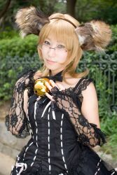  animal_ears bell blonde_hair cosplay dog_ears dress glasses highres lace minazuki_rui photo 