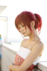  cosplay evening_gown highres hino_kahoko kiniro_no_corda kouzuki_suzuka photo red_hair red_hair 