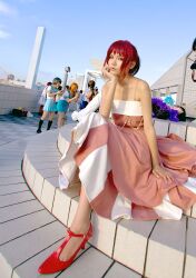  cosplay evening_gown highres hino_kahoko kiniro_no_corda kouzuki_suzuka photo red_hair red_hair 