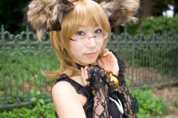  animal_ears bell blonde_hair cosplay dog_ears dress glasses lace minazuki_rui photo 