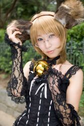  animal_ears bell blonde_hair cosplay dog_ears dress glasses highres lace minazuki_rui photo 