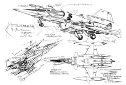  aircraft airplane aoki_uru fighter_jet gainax greyscale jet mecha military military_vehicle miyatake_kazutaka monochrome no_humans non-web_source notes official_art production_art robot studio_qube traditional_media vehicle_focus 