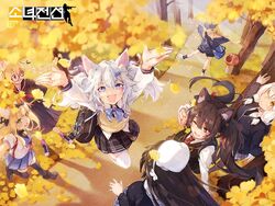  6+girls :d animal_ear_fluff animal_ears arms_up bag blazer blonde_hair blush braid breasts brown_hair cat_ears cat_tail copyright_name day floating_hair girls&#039;_frontline glasses green_eyes hair_ornament hairclip hat imoko_(imonatsuki) jacket jumping korean_commentary large_breasts logo long_hair looking_at_viewer m500_(daydreaming_in_class)_(girls&#039;_frontline) m500_(girls&#039;_frontline) m590_(girls&#039;_frontline) m590_(recreation_after_school)_(girls&#039;_frontline) medium_breasts multiple_girls necktie official_alternate_costume official_art one_eye_closed open_mouth outdoors pa-15_(girls&#039;_frontline) pa-15_(high_school_thrills)_(girls&#039;_frontline) parted_lips plaid plaid_skirt promotional_art purple_eyes sailor_collar school_bag school_uniform serafuku shirt shorts sidelocks skirt small_breasts smile sr-3mp_(commando_bunny)_(girls&#039;_frontline) sr-3mp_(girls&#039;_frontline) tail tmp_(girls&#039;_frontline) tmp_(meow_prism_power)_(girls&#039;_frontline) twin_braids twintails type_95_(girls&#039;_frontline) type_95_(pure_white_graduation)_(girls&#039;_frontline) type_97_(girls&#039;_frontline) type_97_(late_for_school)_(girls&#039;_frontline) very_long_hair vest white_hair white_headwear white_legwear white_shirt yellow_eyes 