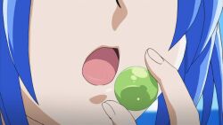  blue_hair cap eating fruit grape k&auml;mpfer quality senou_natsuru 