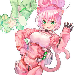  absurd_res alternative_fashion amphibian amphibian_humanoid animal_humanoid astronaut astronaut_suit blush breasts cat_humanoid clothing cyberpop domestic_cat duo fangs felid felid_humanoid feline feline_humanoid felis female floating fluffy_ears frog frog_humanoid gloves green_clothing green_eyes green_hair green_suit hair handwear hi_res humanoid j-fashion jaqueline_(show_by_rock!!) long_hair long_tail mammal mammal_humanoid nuyums open_mouth pink_clothing pink_hair pink_suit rosia_(show_by_rock!!) sanrio show_by_rock!! simple_background smile suit tail teeth yellow_eyes 