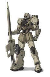  beam_rifle commentary ctpt9r energy_gun glowing glowing_eye gun gundam gundam_unicorn highres holding holding_gun holding_weapon mecha one-eyed original radio_antenna redesign rifle robot science_fiction scope shadow sniper_rifle solo standing weapon white_background zaku_i_sniper_type 