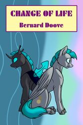  arthropod black_body book_cover changeling cover cutie_mark duo equid equine fangs feral fetlocks foxenawolf friendship_is_magic fur goldfur&#039;s_cogsverse green_hair grey_body grey_fur hair hasbro hole_(anatomy) hooves male mammal my_little_pony mythological_creature mythological_equine mythology pegasus teeth whirring_cogs wings 