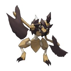  absurdres arm_up axe black_eyes claws full_body highres incoming_attack kleavor legs_apart no_humans official_art pokemon pokemon_(creature) pokemon_legends:_arceus solo standing transparent_background 