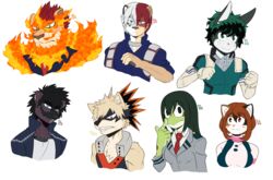  alternate_species amphibian amphibian_humanoid animal_humanoid anthro asui_tsuyu burn_scar canid canine canis clothed clothing dabi_(mha) domestic_dog felid feline female fire frog furrification genetic_chimerism green_hair hair hi_res humanoid incredibleediblecalico izuku_midoriya katsuki_bakugou lagomorph leporid lion male mammal my_hero_academia ochaco_uraraka pantherine rabbit scar shiba_inu snow_leopard solo spitz split_color todoroki_enji todoroki_shouto 