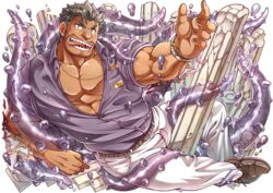  1boy abs bara beard belt bombom brown_eyes dagon_(housamo) facial_hair fish_boy full_body grey_hair jewelry large_pectorals long_sideburns looking_at_viewer male_focus mature_male muscular muscular_male official_art open_clothes partially_unbuttoned pectoral_cleavage pectorals ring sideburns solo tentacle third-party_source tokyo_afterschool_summoners tongue tongue_out transparent_background watch 