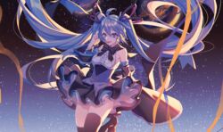  ayan dress hatsune_miku long_hair planet stars vocaloid zettai_ryouiki 