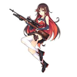  bipod black_skirt boots breasts bridal_gauntlets brown_hair cleavage colored_shoe_soles damaged defeat female full_body girls&#039;_frontline gun hair_ornament holding holding_gun holding_weapon jianren lightning_bolt_hair_ornament lightning_bolt_symbol long_hair looking_at_viewer m21 m21_(girls&#039;_frontline) magazine_(weapon) medium_breasts multicolored_hair official_art pleated_skirt red_eyes red_hair rifle scope shirt skirt solo thighhighs torn_clothes torn_shirt torn_sleeves torn_thighhighs transparent_background weapon white_thighhighs 