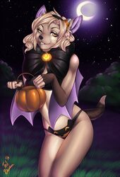  alternative_fashion anthro buckteeth candy_pail canid canine clothed clothing female halloween hi_res holidays looking_at_viewer mammal reina. smile solo teeth teil wide_hips 